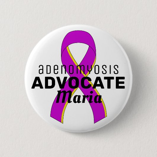 Adenomyosis Advocate Ribbon White Button (Voorkant)