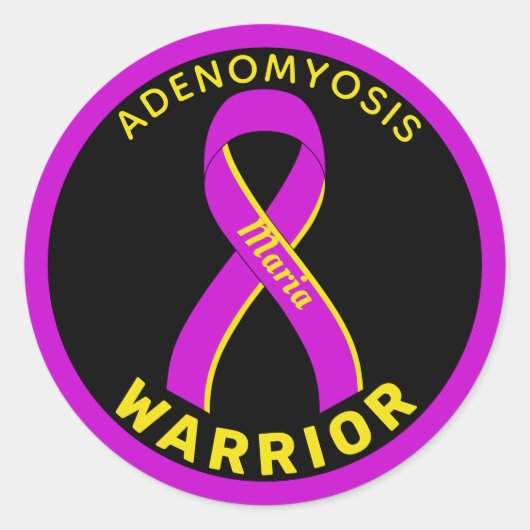 Adenomyosis Warrior Ribbon Black Round Sticker (Voorkant)
