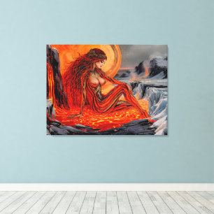"Aderen van de vulkaan" - Vulkanisch vrouwenportre Canvas Afdruk