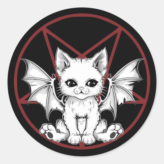 Adesivo Cute Demon Cat Ronde Sticker (Voorkant)