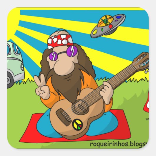 adesivo hippie vierkante sticker (Voorkant)