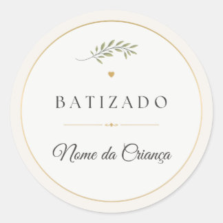 Adesivo Redondo de Batizado Personalizado Elegante Ronde Sticker