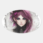Adesivo RPG elfa maga Ovale Sticker (Voorkant)