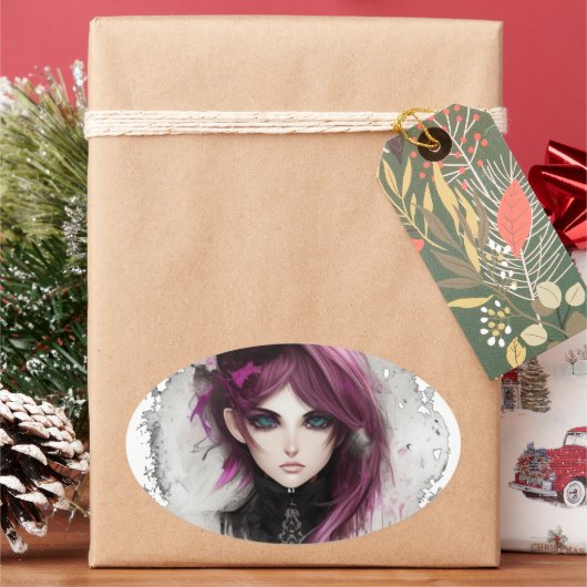 Adesivo RPG elfa maga Ovale Sticker (Feestdagen)