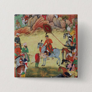Adham Khan geeft een eerbetoon aan Akbar in Sarang Vierkante Button 5,1 Cm