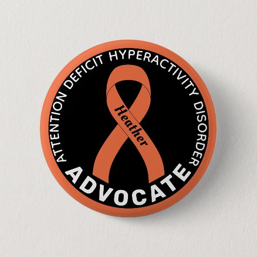ADHD Advocate Ribbon Black Button (Voorkant)