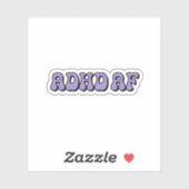ADHD AF Eenvoudige Paarse typografie Sticker (Vel)