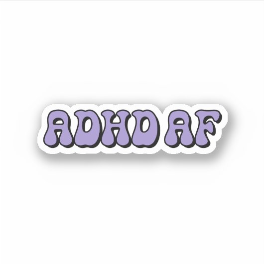 ADHD AF Eenvoudige Paarse typografie Sticker (Voorkant)