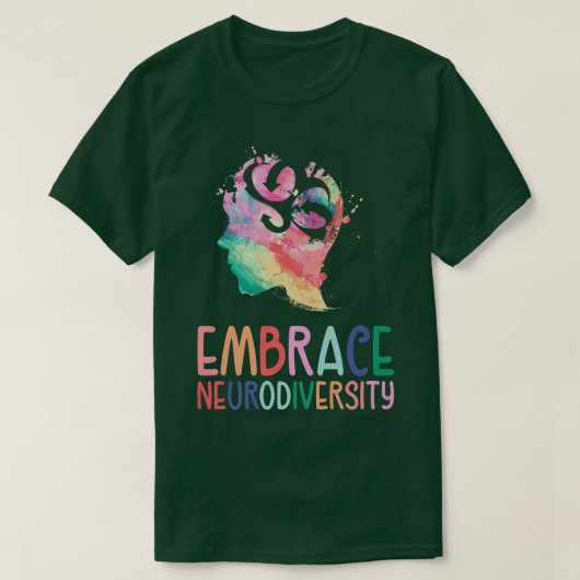 ADHD Autisme Awareness Support Embrace Neurodii T-shirt (Design voorkant)