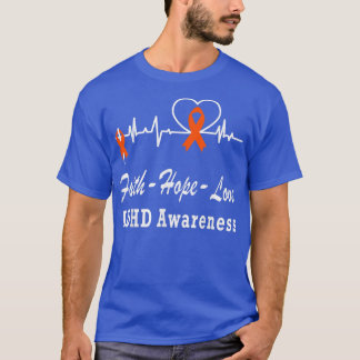 ADHD Awareness Faith Hope Oranje Ribbon Support Ch T-shirt