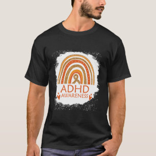 ADHD Awareness gebleekte regenboog Sinaasappel lin T-shirt