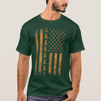 ADHD Awareness US Flag Orange Ribbon Matching Tee  T-shirt