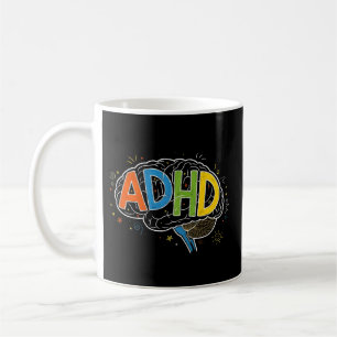 ADHD Bewustzijn Kleurrijke Hersenwoord Illustratie Koffiemok