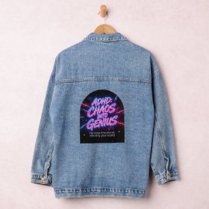 ADHD Chaos In Genie Neon Motivatie Citaat Denim Jacket