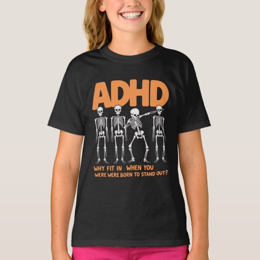 ADHD Dabbing Skeleton T-shirt (Voorkant)