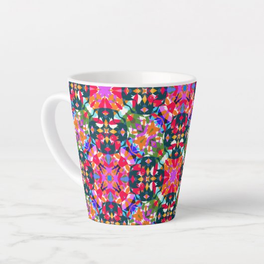 ADHD Dopamine Boost Positiviteit Patroon Kleurrijk Latte Mok (Linkerhoek)