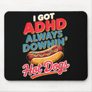 Adhd eet altijd hotdogs grap retro voedsel woordsp muismat