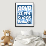ADHD est ma superpuissance Fun Bulle Lettres Bleu<br><div class="desc">J'espère que vous aimez cet art amusant ! Ajoutez votre propre texte, changez aussi la couleur arrière - plan. Sélectionnez la taille de l'impression à l'aide du menu déroulant ci-dessus, et vous pouvez cliquer sur le bouton "modifier la conception" pour customiser l'illustration pour qu'elle s'adapte à n'importe quelle taille de...</div>