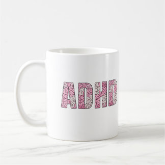 ADHD-hersenen Letters - Roze & Beige Anatomie Teks Koffiemok