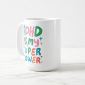 ADHD is mijn Superpower Cheerful Fun Bubble Letter Koffiemok (Voorkant links)