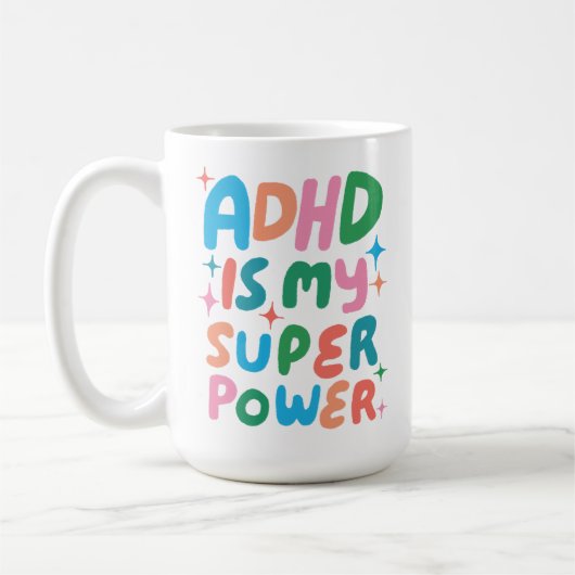 ADHD is mijn Superpower Cheerful Fun Bubble Letter Koffiemok (Links)