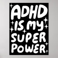 ADHD is mijn Superpower Fun Bubble Letters B&W