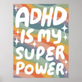 ADHD is mijn Superpower Fun Bubble Letters Kleurri Poster (Voorkant)