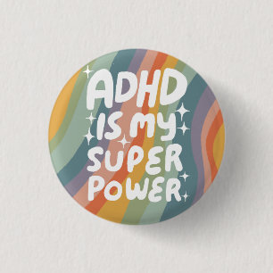 ADHD is mijn Superpower Fun Bubble Letters Kleurri Ronde Button 3,2 Cm