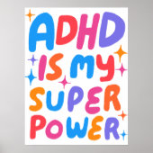 ADHD is mijn Superpower Kleurrijke Fun Bubble Lett Poster (Voorkant)