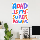 ADHD is mijn Superpower Kleurrijke Fun Bubble Lett Poster (Thuiskantoor)