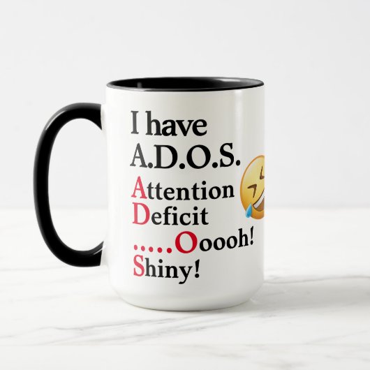 ADHD Joke Funny Office Coffee, Tea, Cocoa ceramic Mok (Links)
