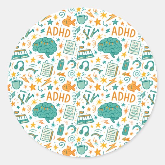 ADHD: Magisch afgeleid Ronde Sticker (Voorkant)