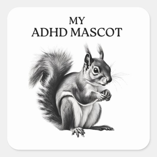 ADHD mascotte Vierkante Sticker (Voorkant)
