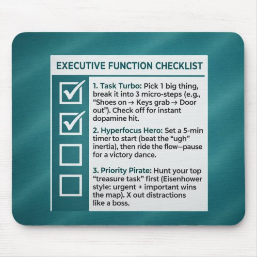 ADHD Productivity Executive Function Checklist Muismat (Voorkant)