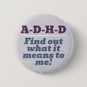 ADHD RESPECT Grijs 70s Muziek Tekst Ronde Button 5,7 Cm