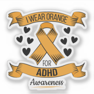 ADHD staat voor Mental Health Awareness. Orange Sticker