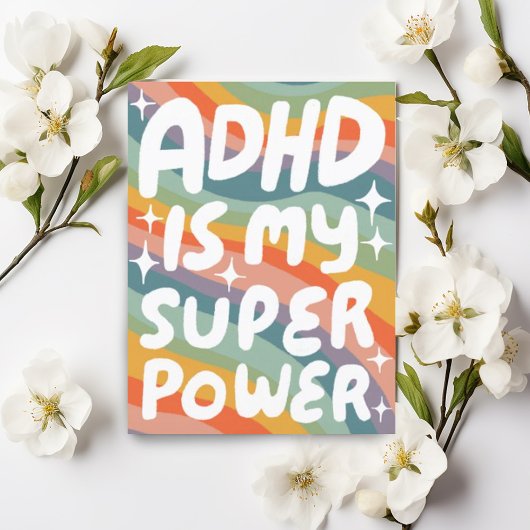 ADHD Super Power Fun Bubble Letters CUSTOM Briefkaart