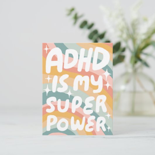 ADHD Super Power Fun Bubble Letters CUSTOM Briefkaart (Staand voorkant)