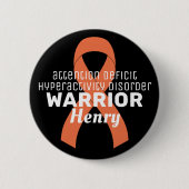ADHD Warrior Ribbon Black Button (Voorkant)