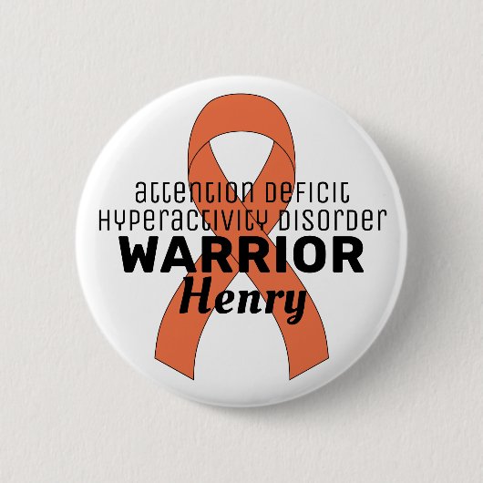 ADHD Warrior Ribbon White Button (Voorkant)