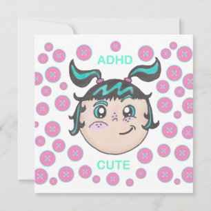 ADHD wenskaart met "ADHD Schattig" illustratie