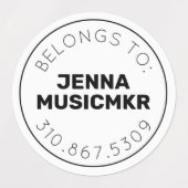 Adhésif rouge noir blanc Cercle / Étiquette étanch (Design 2)