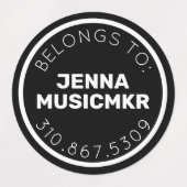 Adhésif rouge noir blanc Cercle / Étiquette étanch (Design 1)