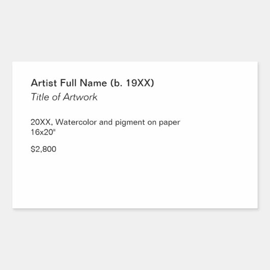 Adhesive Artwork Exhibition Label Template (Voorkant)