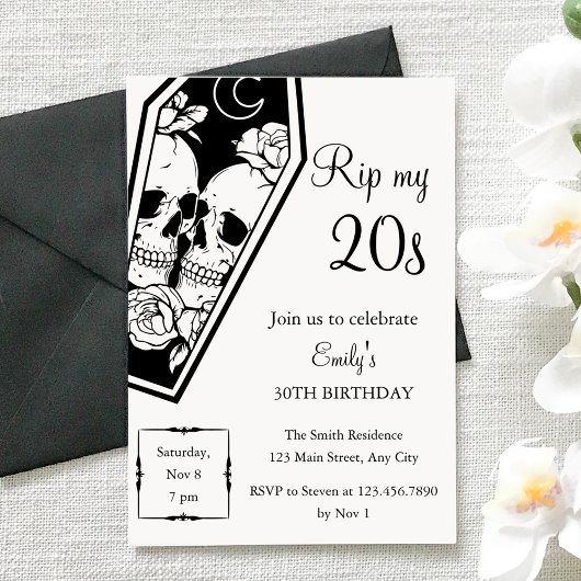 Adieu 20 ans Invitation 30 ans Gothique