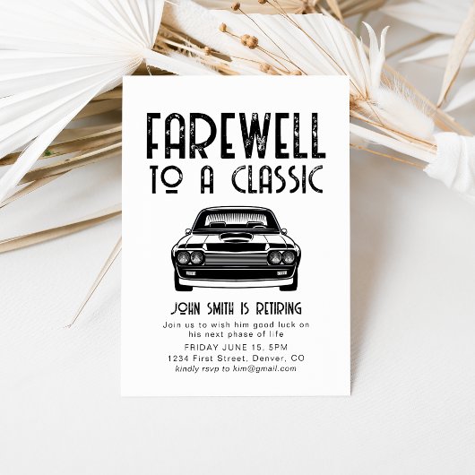 Adieu à un Invitation classique de voiture de retr