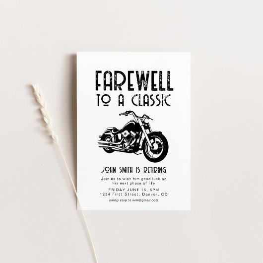 Adieu à un Invitation de motocyclette de retraite