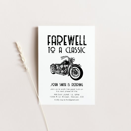 Adieu à un Invitation de motocyclette de retraite 