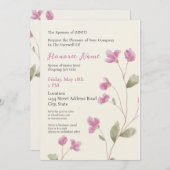 Adieu conjoint militaire rose numérique Invitation (Devant / Derrière)