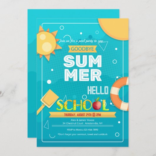 Adieu Invitation d'été (Devant / Derrière)